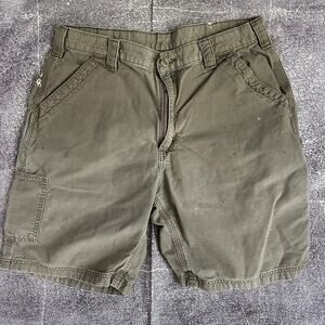 Men's Carhartt Loose Fit Canvas Light Brown 9" Utility Cargo Work Shorts Sz 36